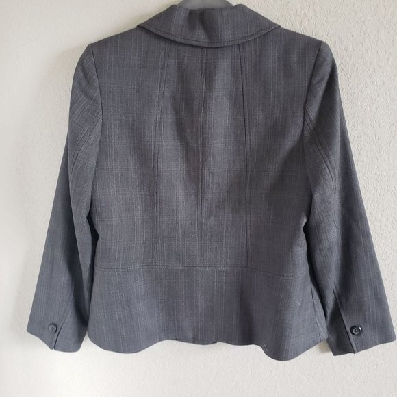Pendleton Woman Size 10 Blazer 100% Virgin Wool Glen Plaid Career Blazer Gray - Picture 3 of 10